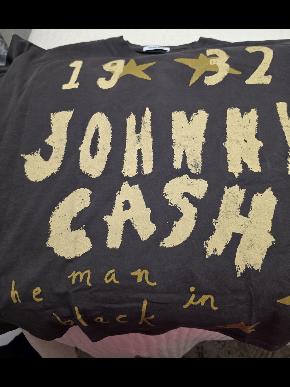 Johnny Cash Graphic Tee - Charcoal with Gold Print - Picture 2 of 5